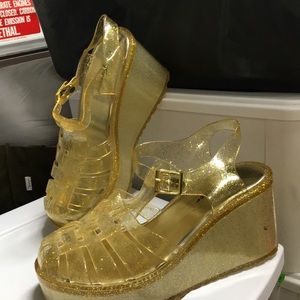 Gold plastic sandals